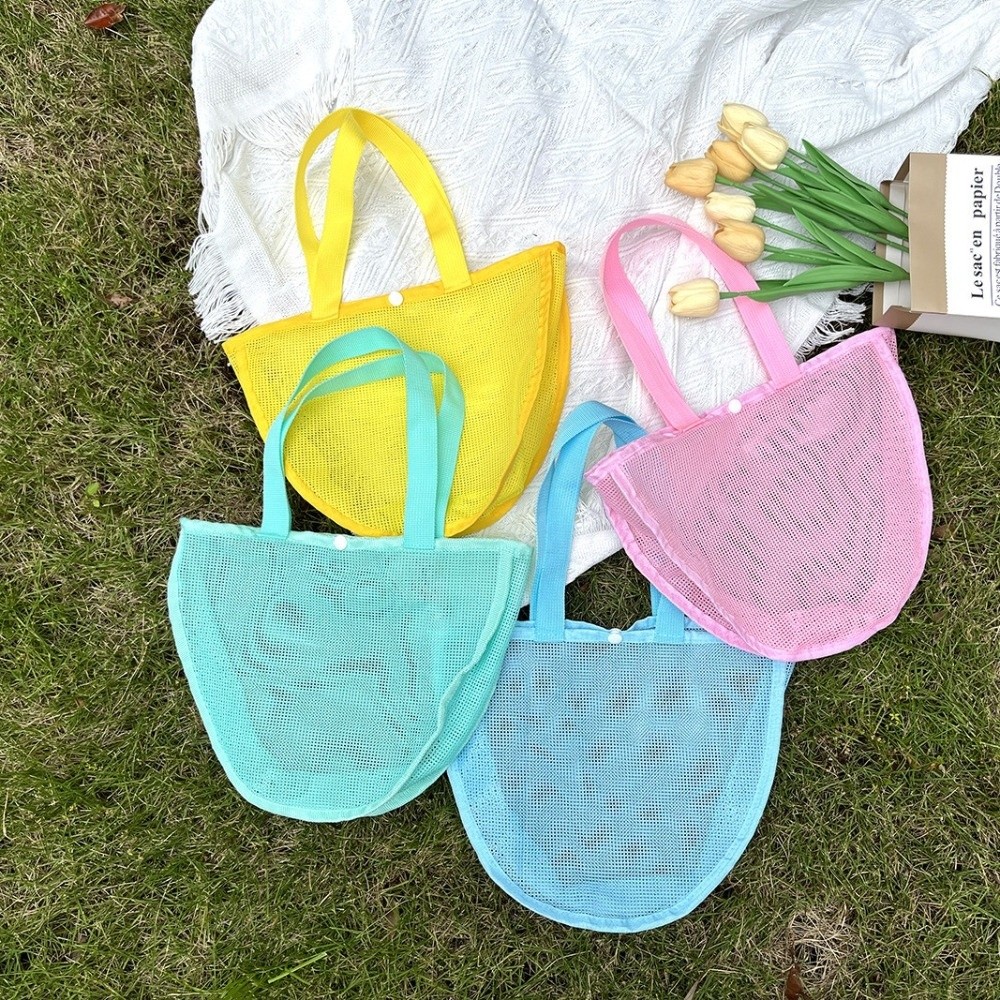 Tote Bag Beach - INS Lightweight Solid Color Mesh Pouch