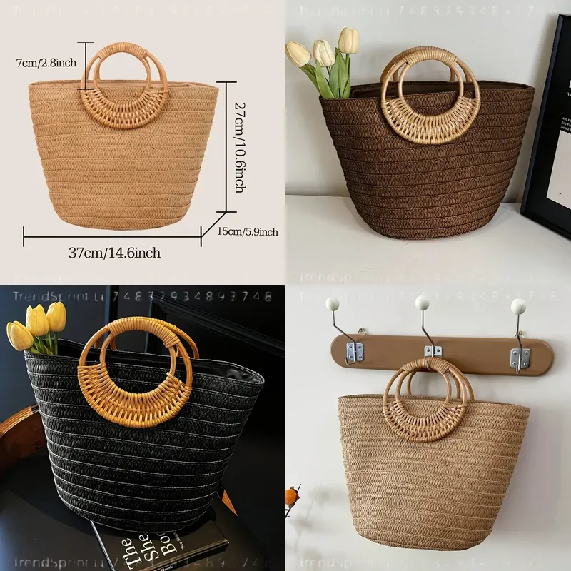 Tote Bag Beach - Women Summer Woven Paper Tote Bag