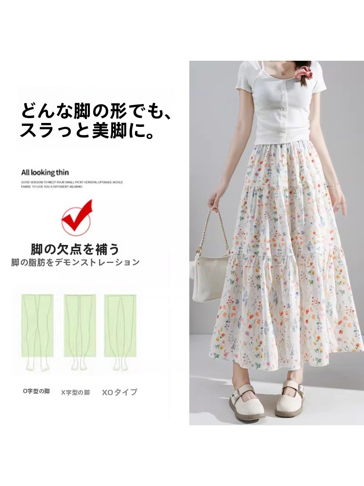 plus Size Floral Print A-Line  - Midi Skirt Floral 评论和价格