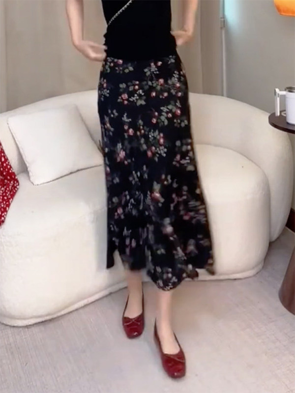 Summer New High Waist Floral P - Midi Skirt Floral 评论和价格