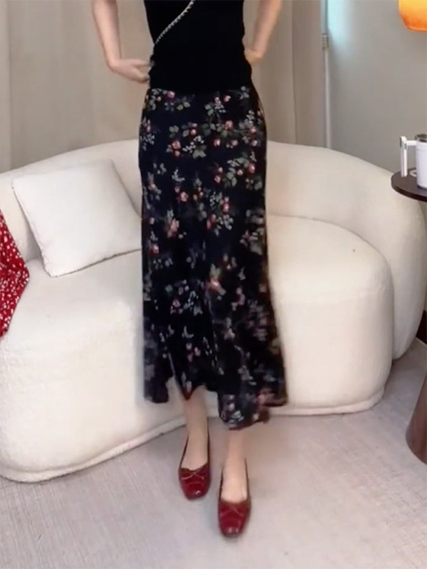 Summer New High Waist Floral P - Midi Skirt Floral 评论和价格