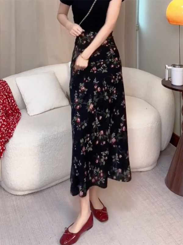 Summer New High Waist Floral P - Midi Skirt Floral 评论和价格