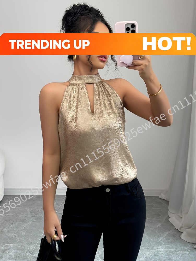 Champagne Golden Shiny Glossy  - Blouse Off Shoulder 评论和价格