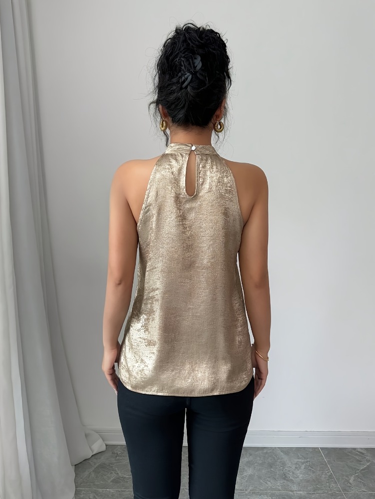 Champagne Golden Shiny Glossy  - Blouse Off Shoulder 评论和价格