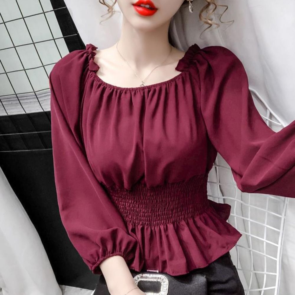 Fashion Chiffon Chiffon Blouse - Blouse Off Shoulder 评论和价格