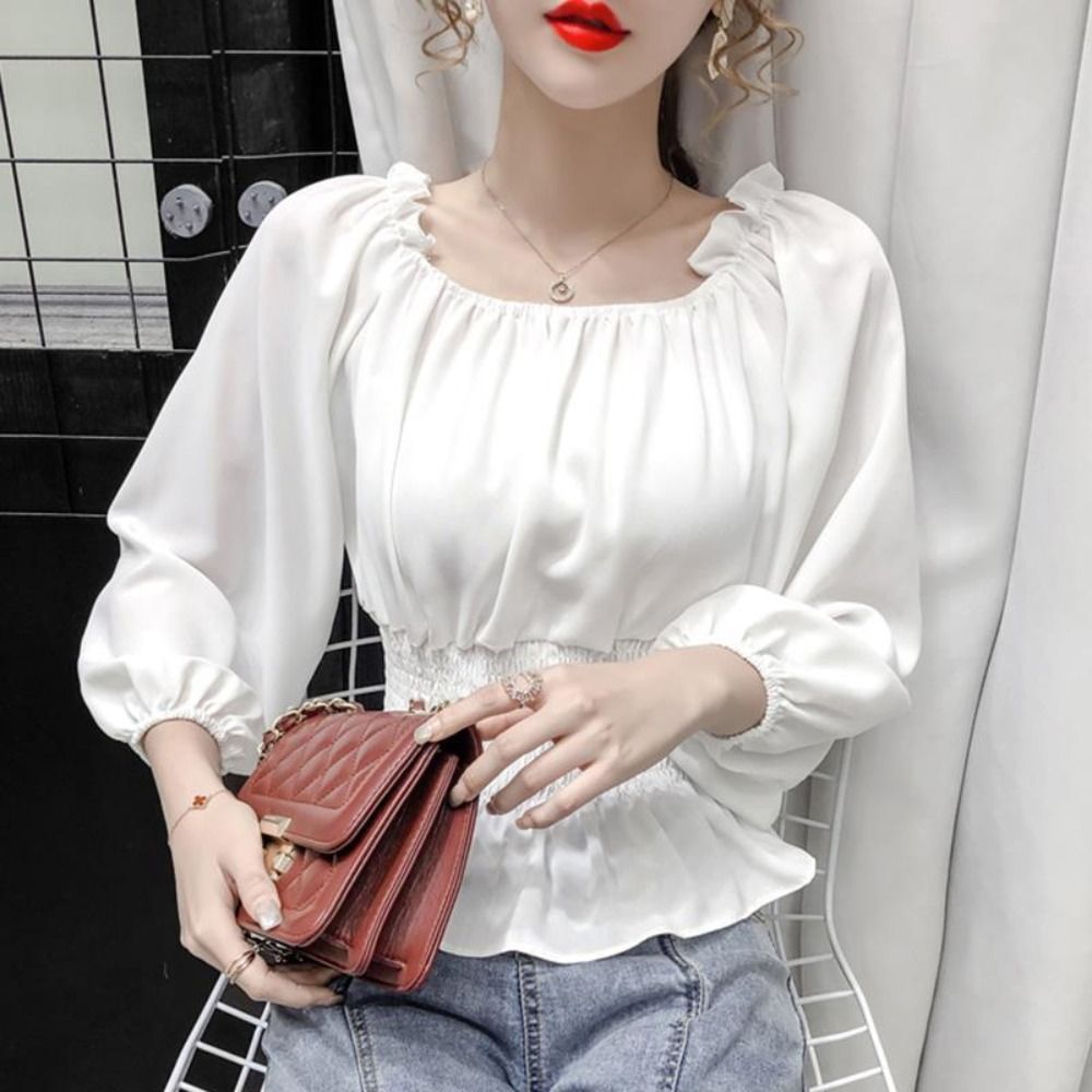 Fashion Chiffon Chiffon Blouse - Blouse Off Shoulder 评论和价格