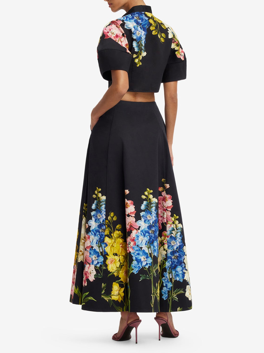 VGH Elegant Floral Printed Two - Midi Skirt Floral 评论和价格